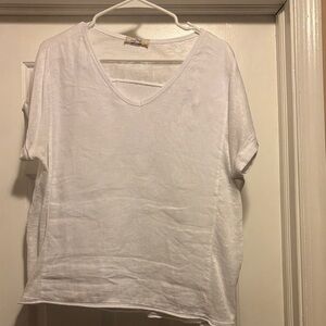 Women's White V-Neck Top